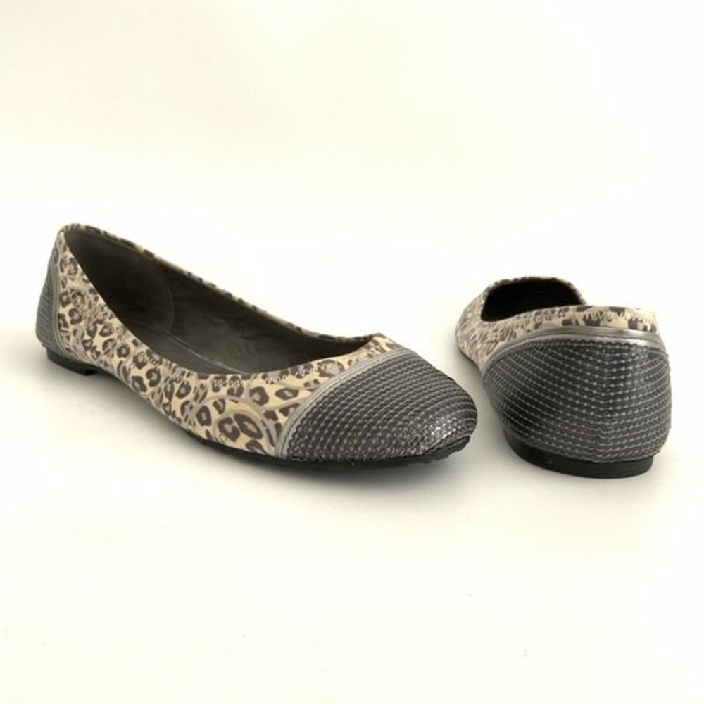 Coach Shine Sequin Animal Print Cap-toe Flats Gray 9.5 - Picture 3 of 10